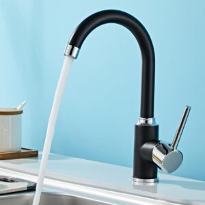 1pc Copper Faucet, Black Bend Tube Bib Tap For Kitchen, Bathroom